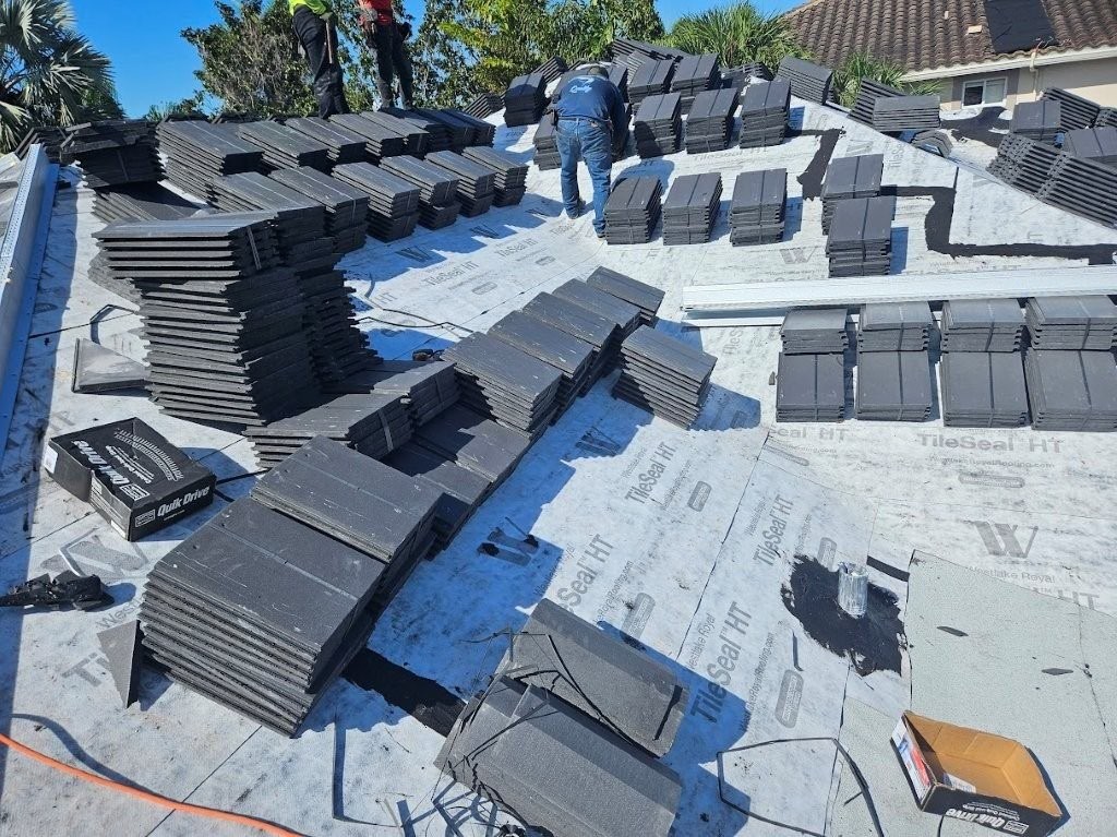 Staggered exposure Bel Air flat tile installation on a Florida home