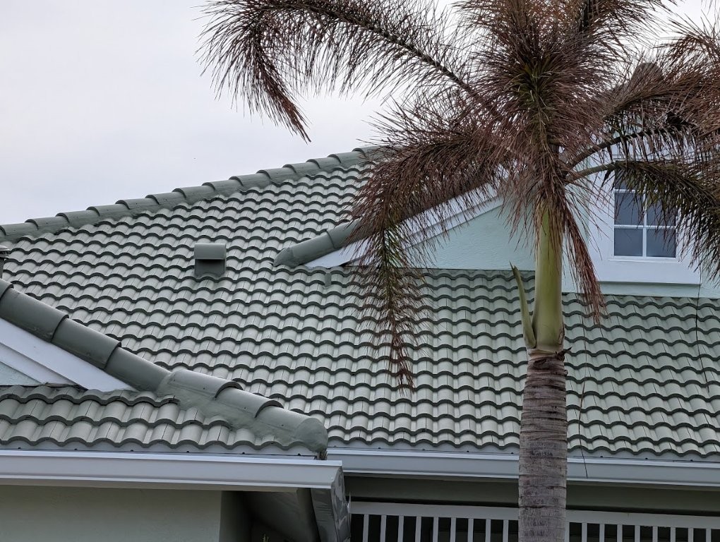 Completed concrete tile roof replacement in Martin County, Florida