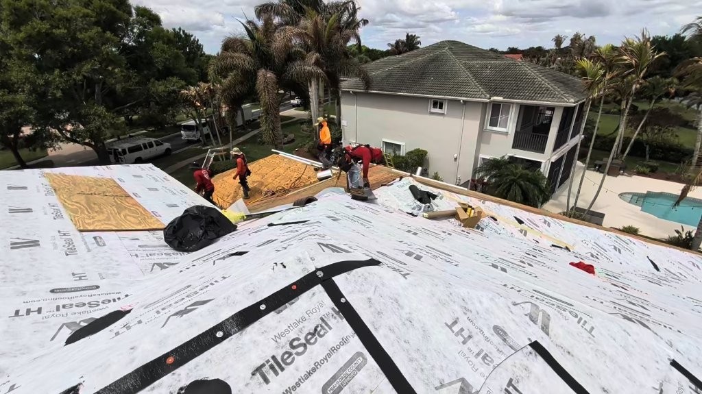 Expert Roofing Services crew installing a tile roof in Stuart, Florida