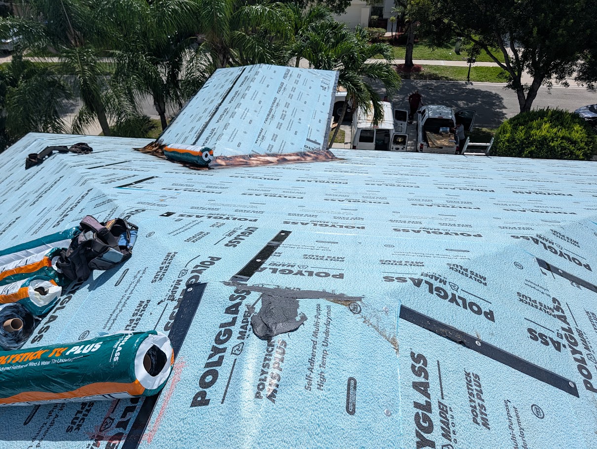 Peel and stick underlayment on a Florida roof deck