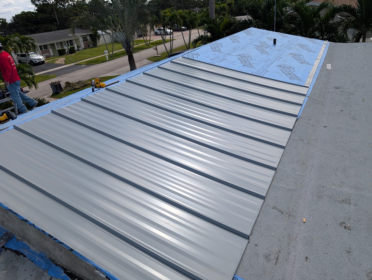 Standing seam metal roof installation in Florida